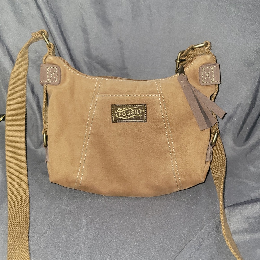 Vintage Fossil Tan Crossbody Purse Bag Pockets Spacious Soft Versatile